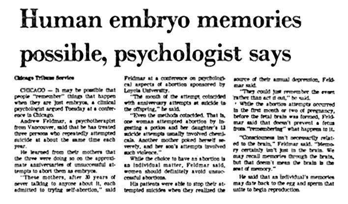Human Embryo Memories (article scan)